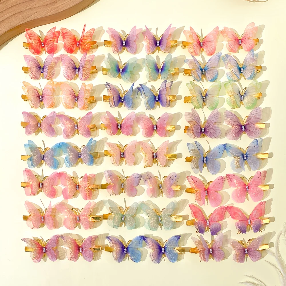 12/24/48 Stück bewegliche Schmetterlings-Haarnadeln, süß und vielseitig, geeignet für Mädchen Image