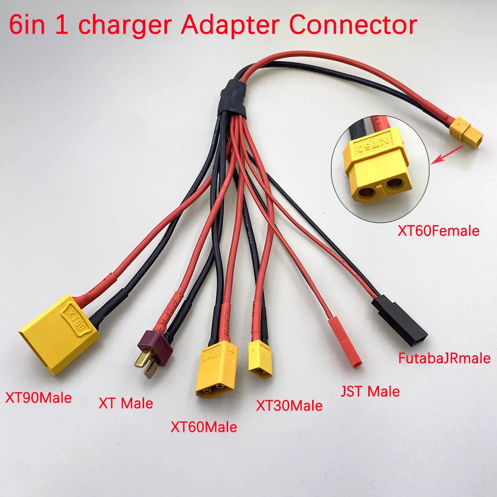 XT60 1-6 Multi-Plug-Terminal-Konvertierungskabel-Konverter XT60Buchse auf XT JST Futabajr XT30 XT60 XT90 Stecker-Ladegerät-Zubehör Image