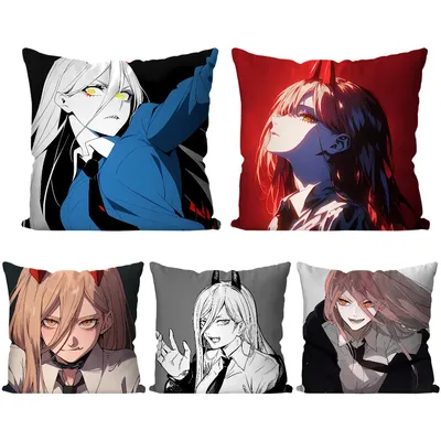 1pc Power Animation Chainsaw Man Pillow Case Square PillowBedroomSofaLeisureComfortCushion Car Image