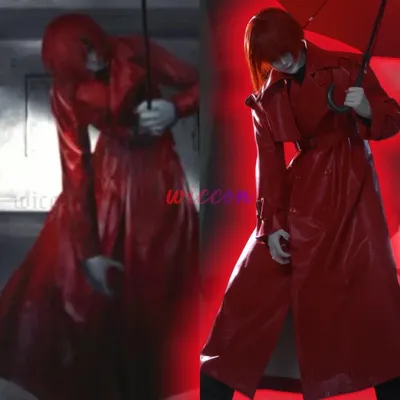 Mr Scarletella Spiel Homicipher Der räumliche Antagonistin Cosplay Kostüm Rote Perücke Roter Image