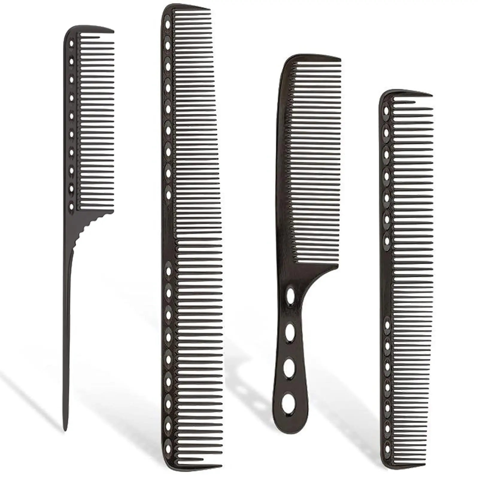 4-teiliges Aluminium-Haarkämme-Set, Metallschwanzkämme, Friseursalon, Stahlkamm, Friseur, Haarstyling, Pflege, Entwirrungskamm Image