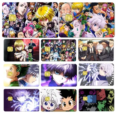 Hunter X Hunter Anime-Aufkleber, 4 Stück, PVC-Kreditkarten-Hautaufkleber, abnehmbare, selbstklebende Image