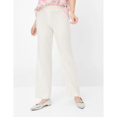 Leinenhose RAPHAELA BY BRAX "Style PAM FLARED", Damen, Gr. 44, Normalgrößen, weiß (sanftes weiß), 61% Leinen, 18% Viskose, 18% Baumwolle, 3% Elasthan, Hosen Image
