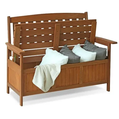 Water Resistant 41.9 Gallon Wood Deck Box, Brown