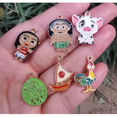 10 Pcs cartoon Moana princess Pendants Charms Jewelry Making Earrings Pendants Necklaces Bracelets DIY Accessories
