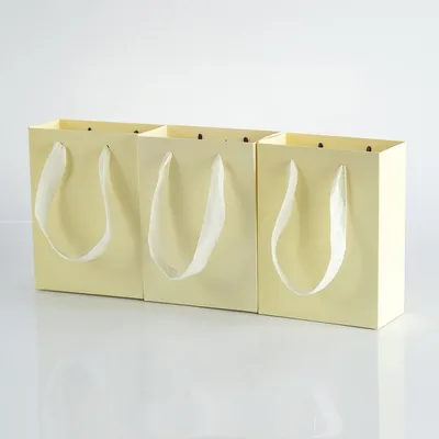 10pcs Paper Bags with Handles Gift Bags 12x6x16cm Gold White Film Bright Kraft Cardboard Birthday