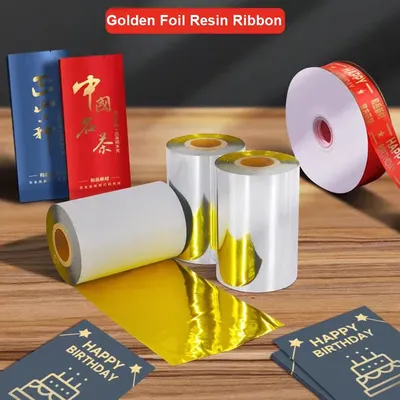 Color golden foil resin ribbon Tea bag/Flower/Greeting card Nylon strap PE film label thermal