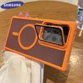 Custodia rigida opaca smerigliata di lusso Samsung Galaxy S25 Ultra S24 S23 Plus custodia con supporto per obiettivo per fotocamera con ricarica Wireless Magsafe