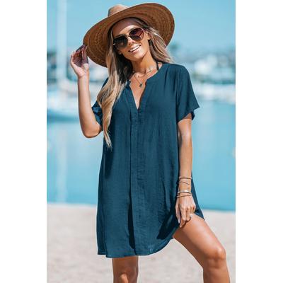 Beachside Chill Blue Cover-Up Mini Dress