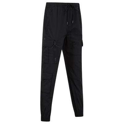 Trousers Irazu Stretch Cotton Blend Elastic Waist Multi-Pocket Cargo Trousers in Anthracite Black / XXL - Tokyo Laundry