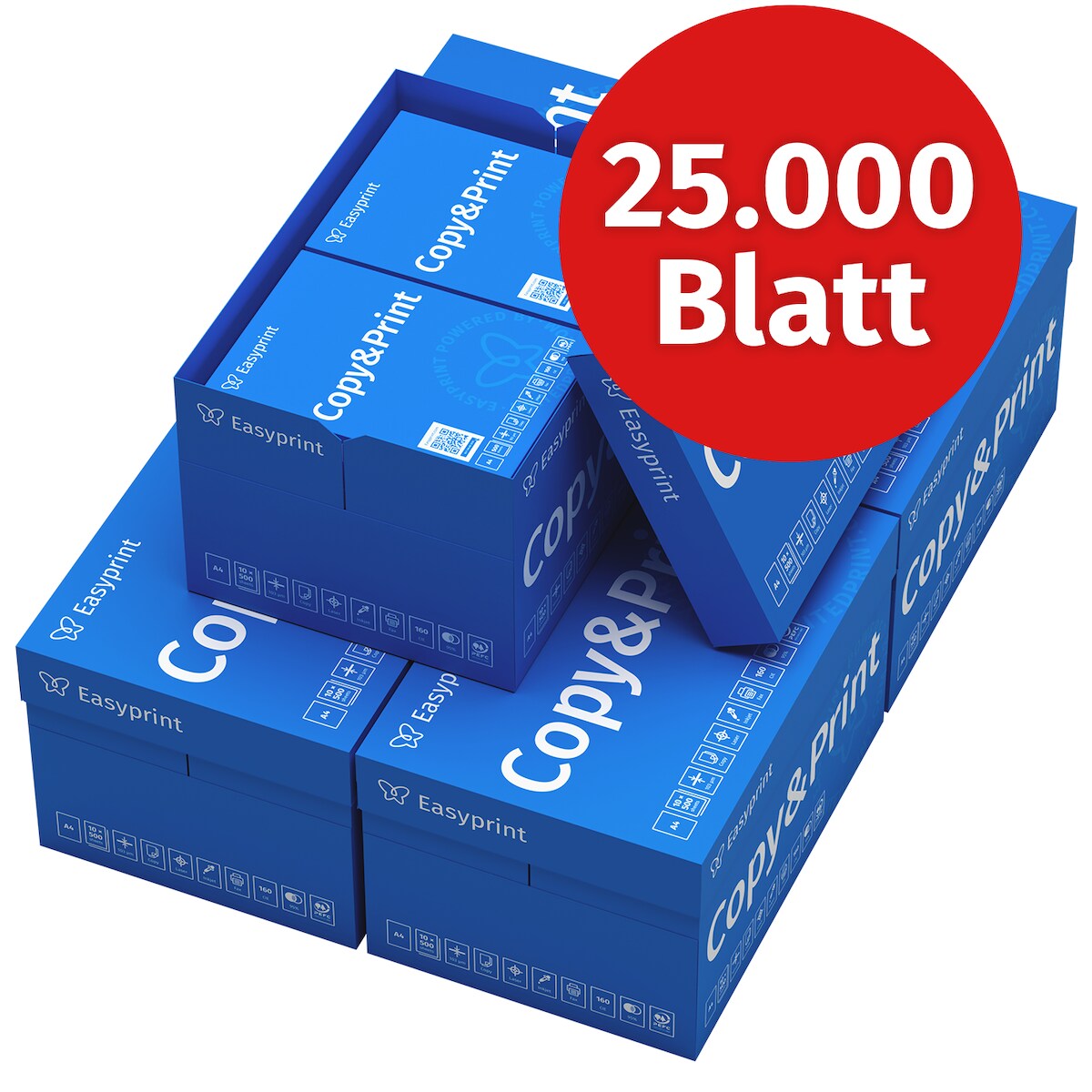 Easyprint Druckerpapier Kopierpapier 25000 Blatt (50 x 500) DIN A4 Premium Hochweiß CIE 160 PEFC zertifiziert Image