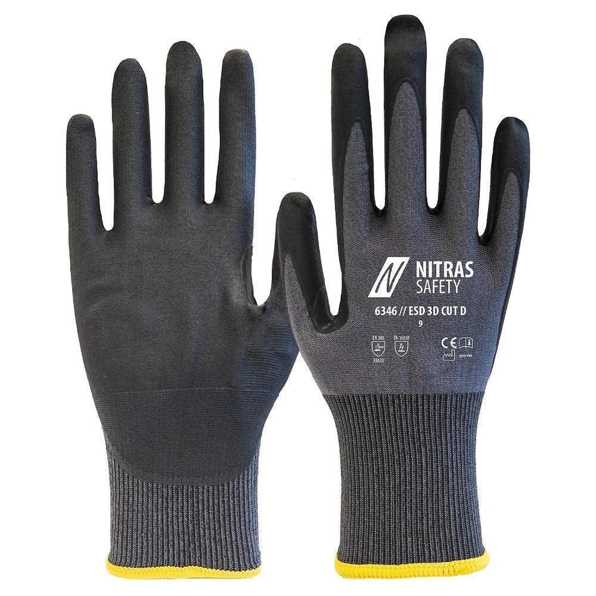 AS Arbeitsschutz Arbeitshandschuhe | 10 Paar Nitras ESD 3D CUT D Schnittschutzhandschuhe | Gr. 10 Image