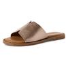 Pantolette TAMARIS, Damen, Gr. 38, grau (taupe), Leder, unifarben, modisch, Schuhe, Sommerschuh, Schlappen mit breiter Bandage