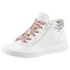 Sneakerboots ARA "ROM", Damen, Gr. 9 (43), silber (weiß, silberfarben), Glattleder, kontrastfarbene Details, sportlich, Schuhe, High Top Sneaker, Schnürboots in Weite G (= weit)