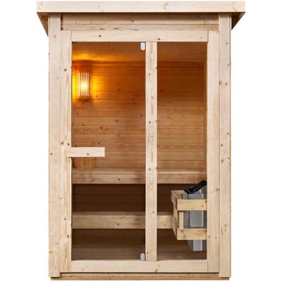 Saunahaus SANOTECHNIK "Außensauna HELSINKI", braun (holz), Saunaofen, 4,5 kW, Saunen, inkl. Saunaofen und -steine