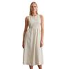 Midikleid MARC O'POLO "aus TENCEL™ Lyocell-Leinen-Mix", Damen, Gr. 40, Normalgrößen, silky stone, Obermaterial: 90% Lyocell, 10% Leinen; Futter: 100% Nicht verfügbar, unifarben, weit wadenlang, Rundhals, ohne Ärmel, Kleider