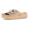 Pantolette GABOR, Damen, Gr. 43, gold (beige, goldfarben), Ziegenveloursleder, Kalbsleder, modisch, Schuhe, Plateau, Sommerschuh, Schlupfschuh mit bezogener Zierkette