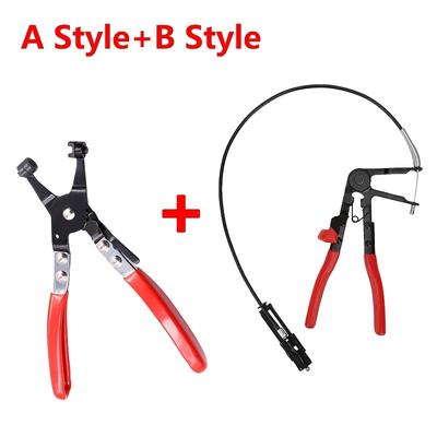 "TEMU Auto Hose Clamp Pliers Set With 25.6" Flexible Handle - , Ratchet Locking Mechanism For Easy Radiator & Oil Valve Seal Removal" Image
