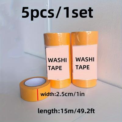 TEMU 5/50 Rolls Protape 25mm X 15m Painter's Masking Tape, No Residue, Solvent-free, Waterproof, Multi-surface Use For Painting, Packaging, Outdoor, Crafting, Sewing - Orange Image