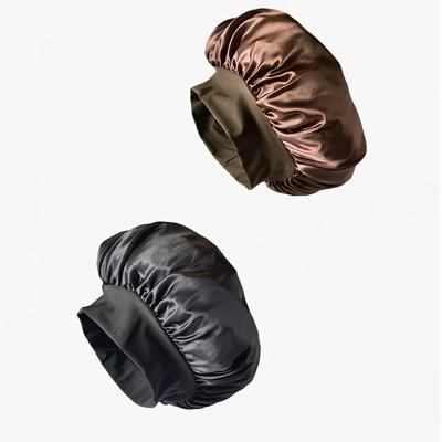 TEMU 2pcs Bonnet For Sleeping, Satin Hair Bonnets, Band Sleep Cap, Hair Wrap For Curly Hair Image