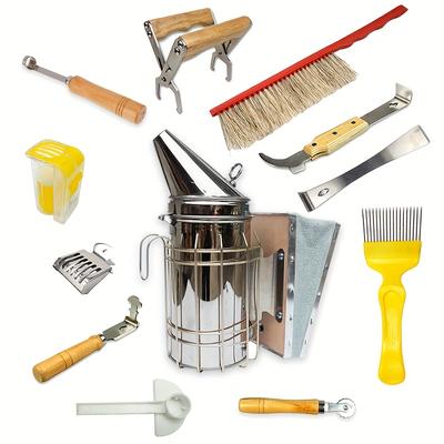 TEMU 12pcs Beekeeping Kit - Bee Keeping Starter Supplies, Beekeeper Tools, Bee Supplies And Equipment, Honey Bee Hive Tools, Bee Kit - For Beginners & Professionals - Beekeeping Essentials Image