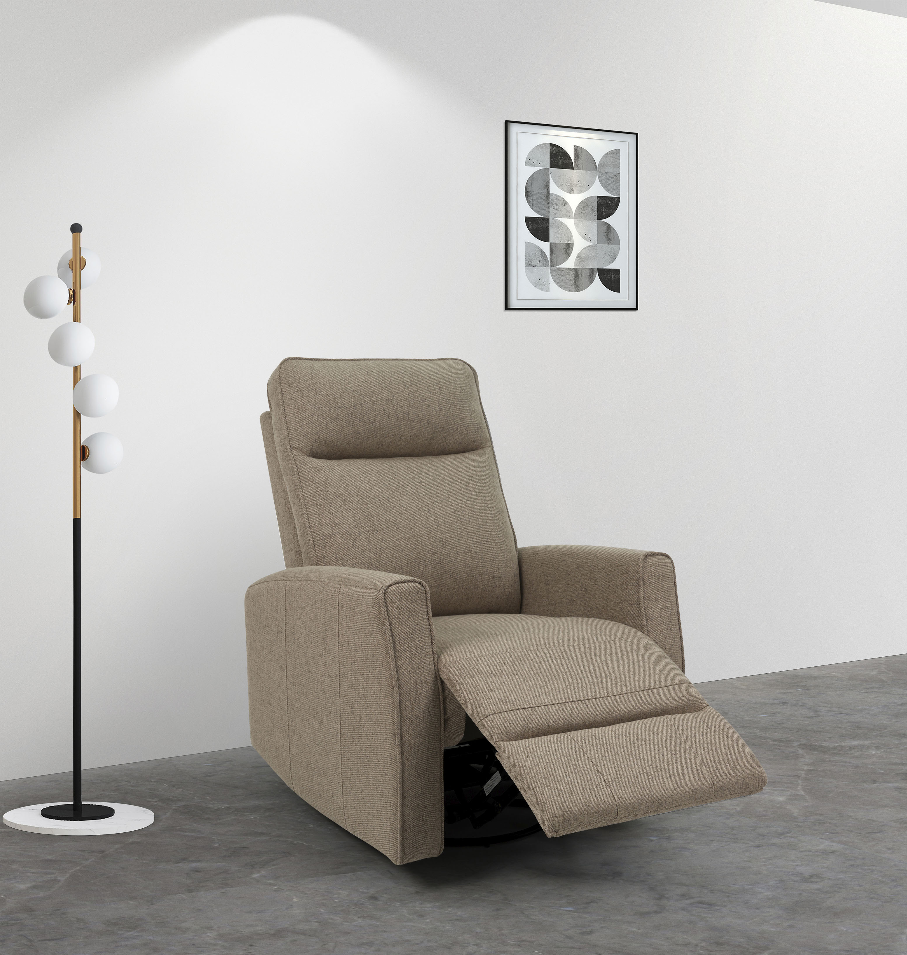 Relaxsessel OTTO HOME "KAYLI mit Schaukel-, Dreh und Liegefunktion, Webstoff, Federkern", grau (taupe), B:75cm T:92,5cm, Sessel, Relaxsessel, Lesesessel, TV-Sessel mit Reclinerfunktion, 360 drehbar