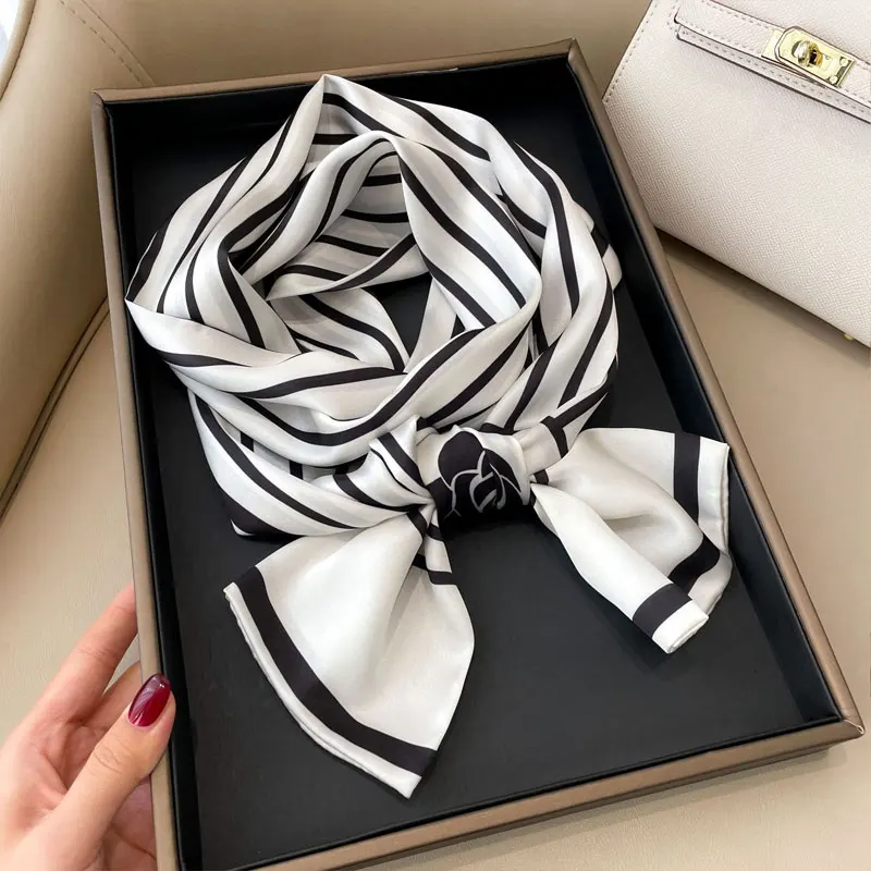 Halstuch für Damen, modisch, Satin, leicht, Halstücher, langes Kopfband, Haarband für Handtaschenzubehör Image