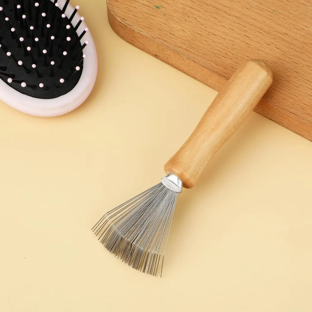 Edelstahl borsten Haar bürsten reiniger mit Holzgriff-feiner Haarentferner für den Heim-und Salon gebrauch Image