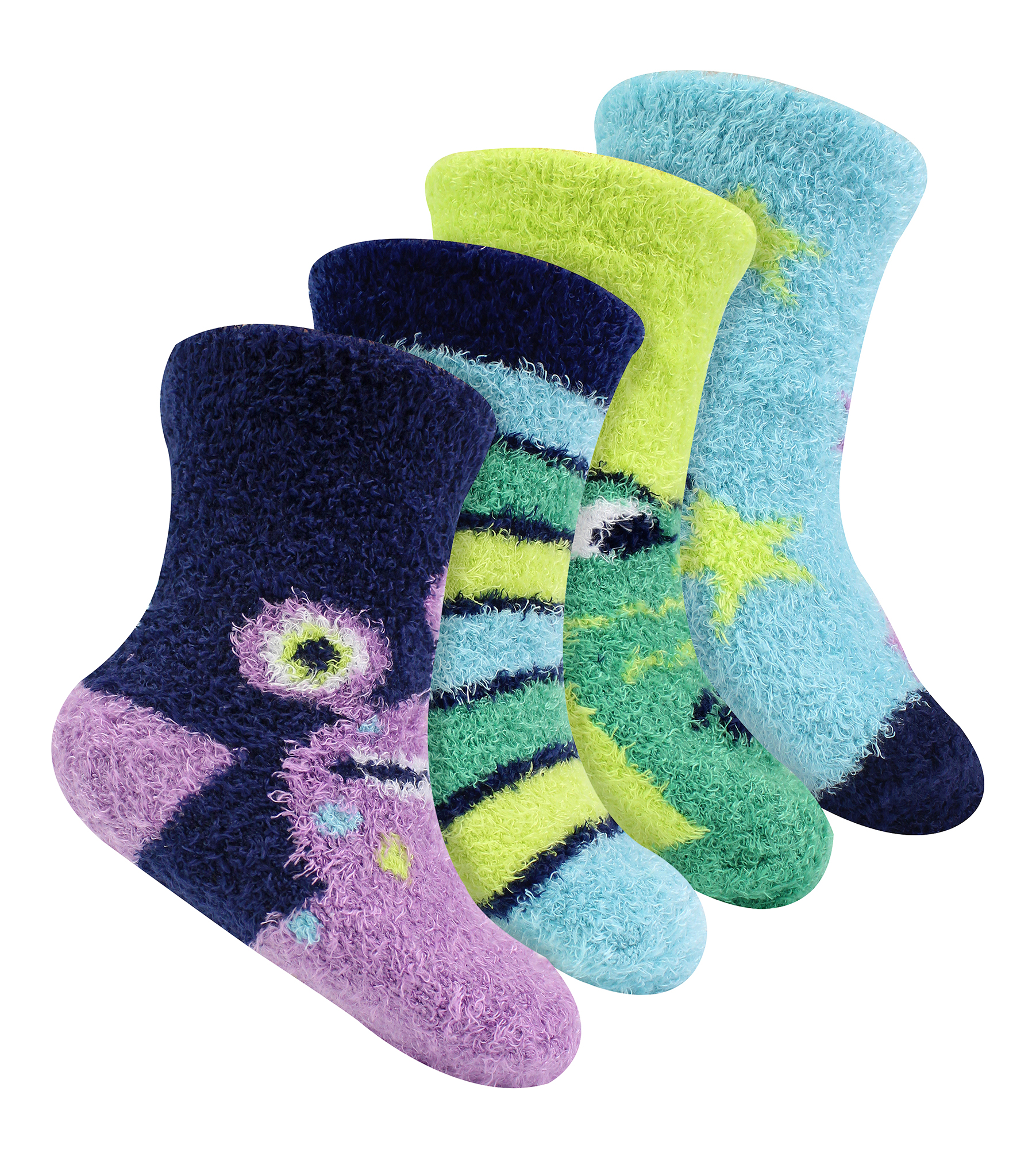 4 Paar Multipack Baby Jungen Anti-Rutsch Socken | Sock Snob | Gemischte Designs mit Grips - Gemischt Image