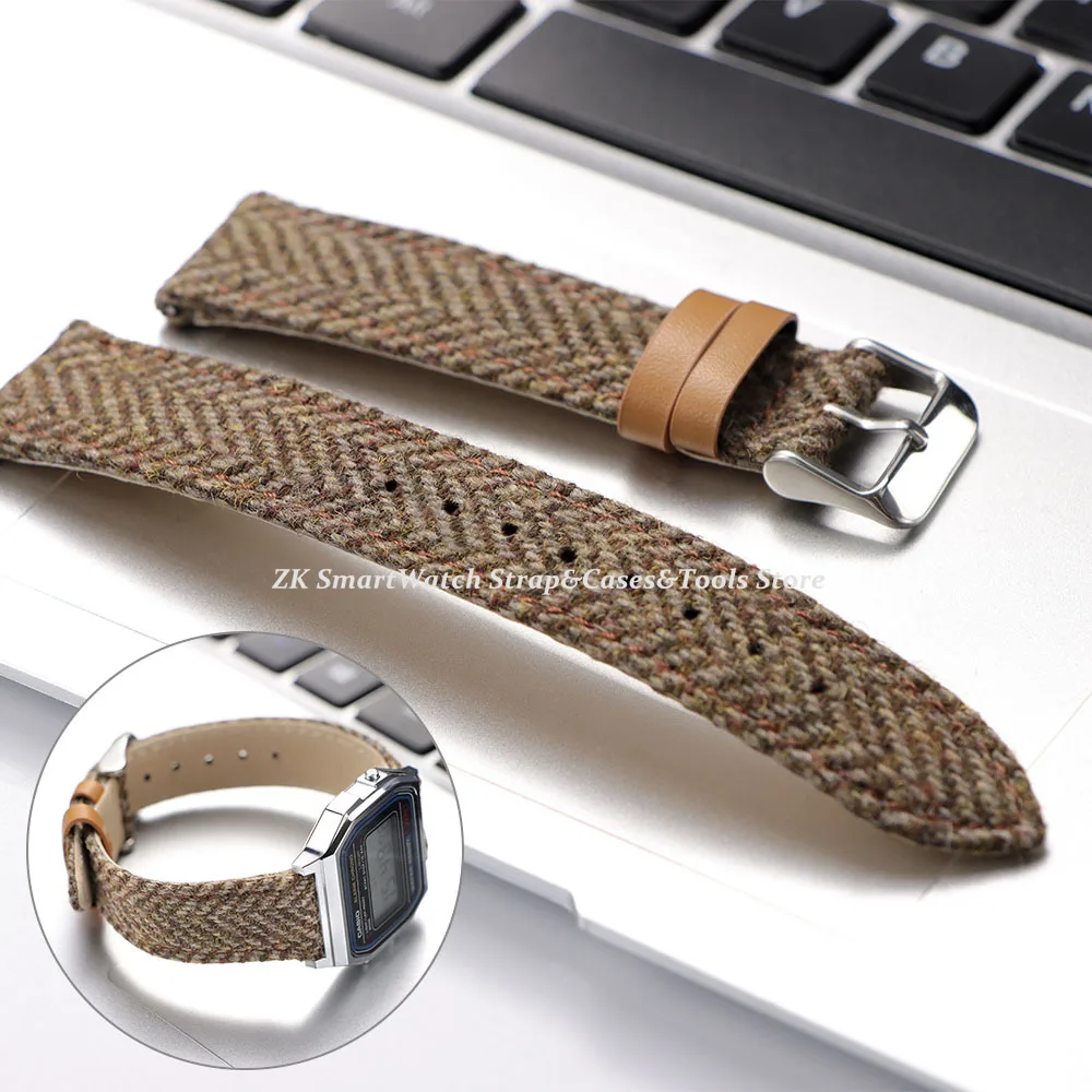 Vintage Wollleder Uhrenarmband Schnellverschluss 18mm 20mm 22mm Uhrenarmbänder Nylon Webarmband Herren Damen Braun Armband Gürtel Image