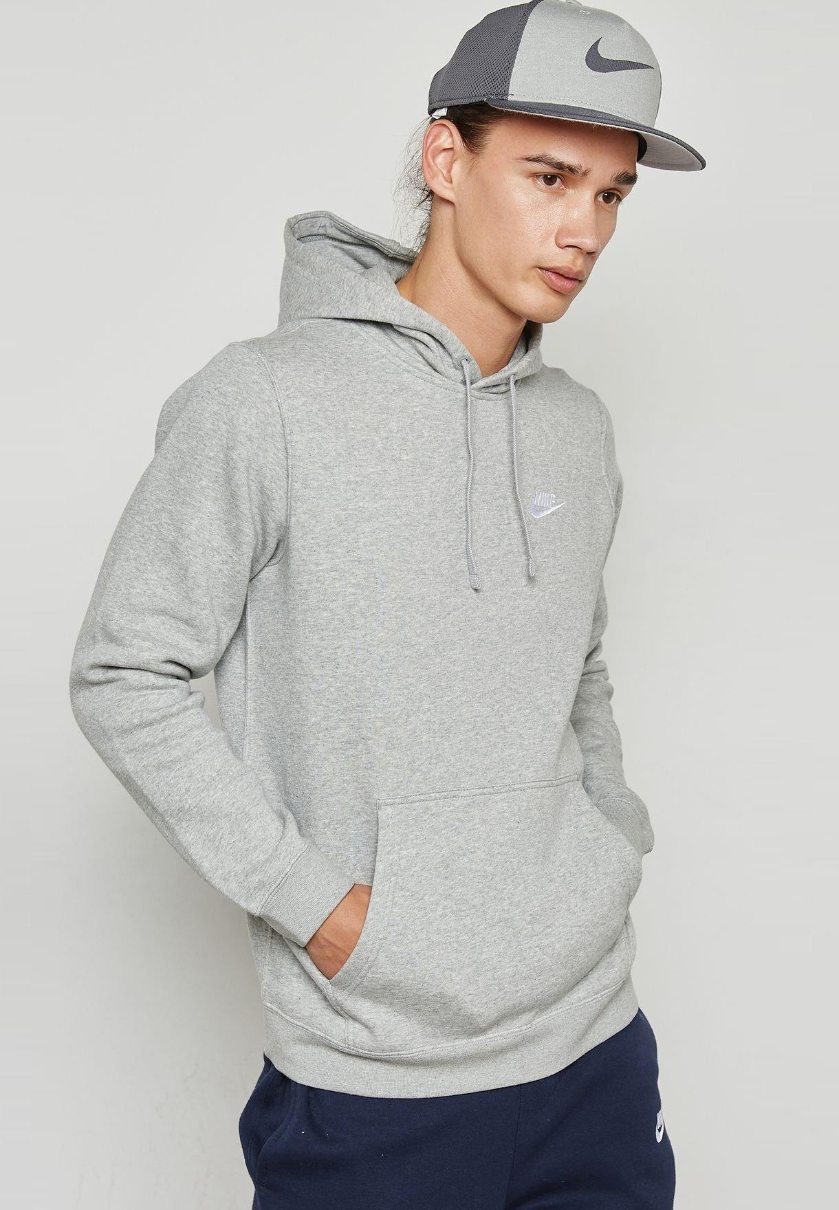 Nike Club Pullover Hoodie mit gesticktem Logo in Grau Image