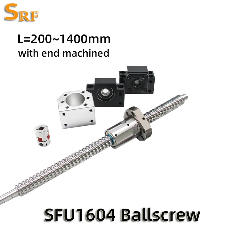 Kugelumlaufspindel SFU1604 Set RM1604 Gerollt Ball Schraube C7 Mit Flansch Einzel Ballnut Ende Bearbeitet + BK/BF12 + Ball mutter Gehäuse + Koppler Image