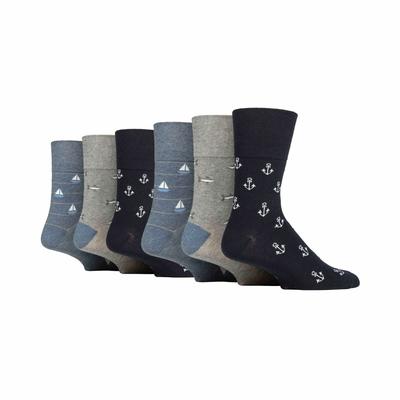 6er-Pack Herren nicht-elastische Baumwollsocken mit quadratischem Muster für schlechte Durchblutung Image