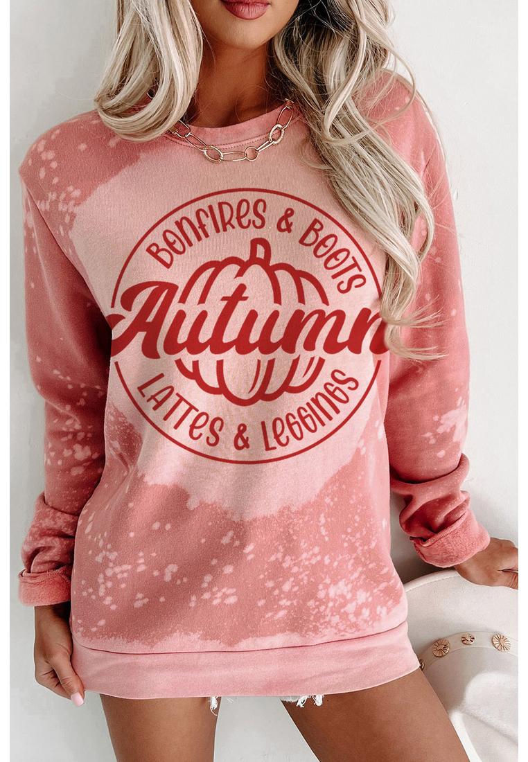Azura Exchange Pink Tie-Dye Herbst Kürbis Grafik Oversized Sweatshirt Image