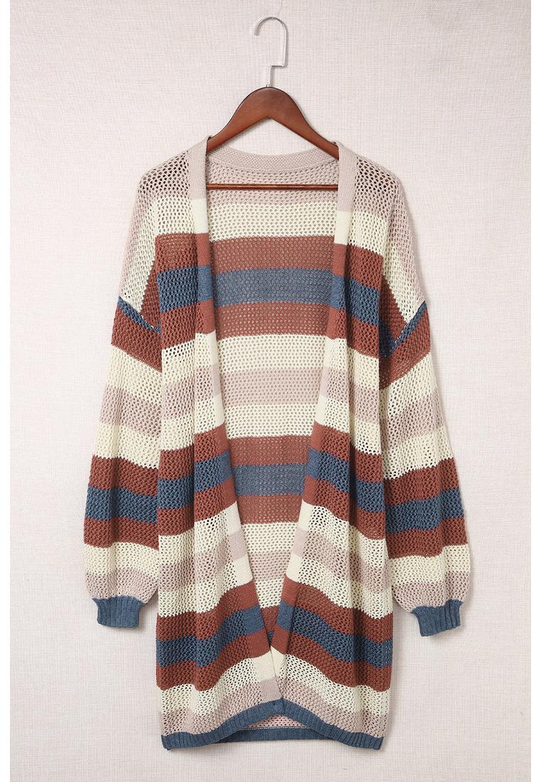 Azura Exchange Damen Farbblock Hohlstrick-Cardigan in Blau Image