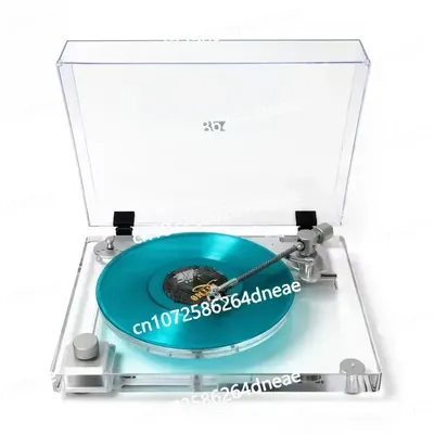 Vinyl-Schallplattenspieler, Desktop, modern, komplett, Acryl, transparent, 33/45 U/min, Audio LP Image