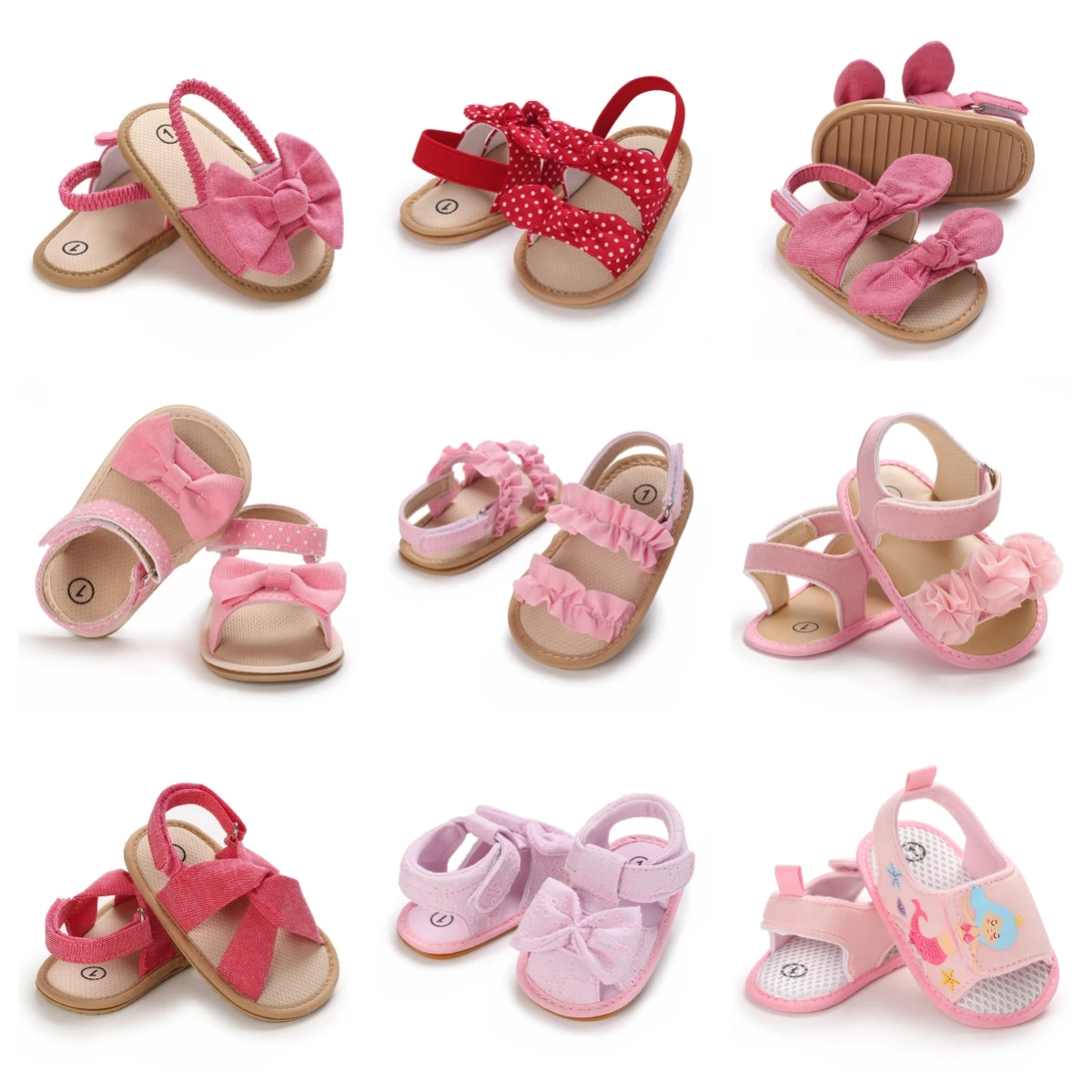Neue Sommer Baby Sandalen Rosa Prinzessin Baby Wanderschuhe Weiche Sohle Anti Slip Atmungsaktive Baby Schuhe Image