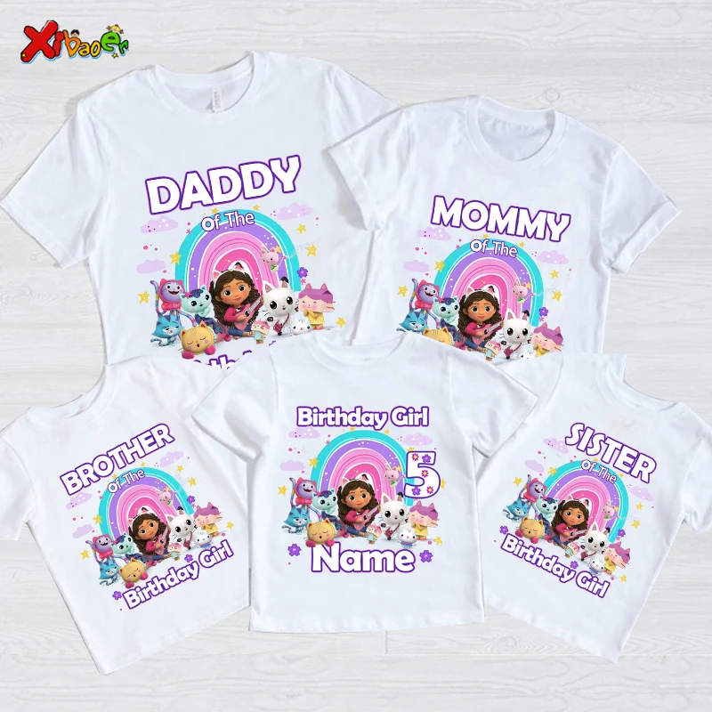 T-Shirt für Mädchen zum 5. Geburtstag für passende Familienoutfits für Kinder, personalisierter Name, Prinzessin, Party, Kleinkind-T-Shirt, Familien-Look, 7 Jahre Image