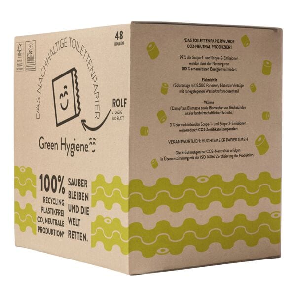 Green Hygiene Plastikfrei verpacktes Recycling-Toilettenpapier Rolf 2-lagig 48 Rollen (1 Pack) braun Image