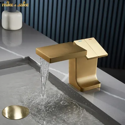 brush gold brass faucet luxury basin mixer hot and cold single handle brush basin tap sink faucet