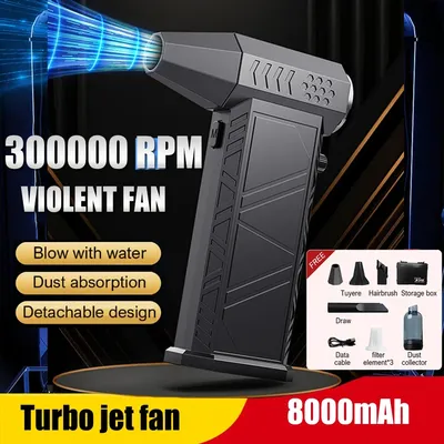 300000 RPM 8000mAh Pocket Dust Blower Mini Turbo Jet Fan Rechargeable 58m/s Turbo Violent Fan