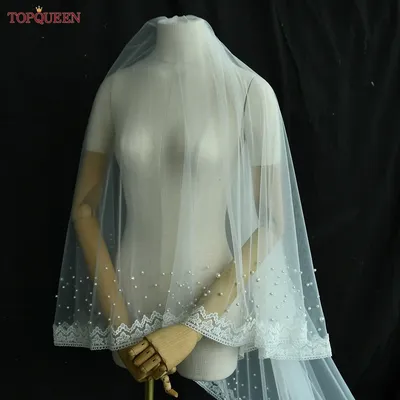 TOPQUEEN V164 Real Photos Wedding Veil 2 Layers Sequins Lace 3 Meters Cathedral Length Bridal Veil