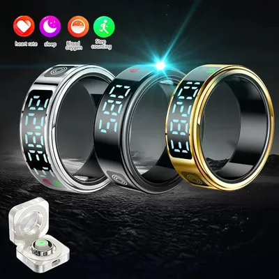 New Display Screen Smart Ring IP68 Gesture Swipe Video/Brush Tiktok Health Monitor Multi-sport Modes