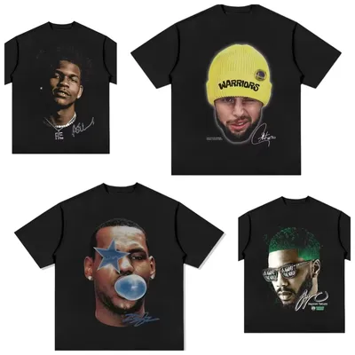 American Professional Basketball Star Sports Tee Shirt Homm Men Clothing Short Sleeve Oversize