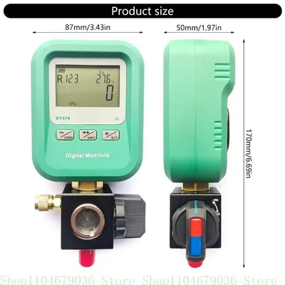 Multifunctional Double Head Pressure Gauge with Temperature Compensation for Efficient Air