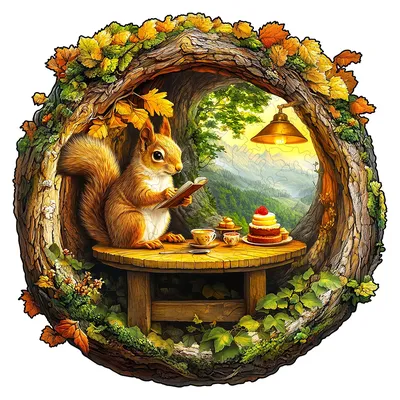 Cave Squirrel Wooden Puzzle, Unique Puzzle Toy, Unique Party Game Gift, Irregular Animal Shaped