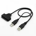 Cavo adattatore da USB 2.0 a SATA 7+15 pin 22 pin per disco rigido HDD da 2,5 pollici Doppio USB 2.0