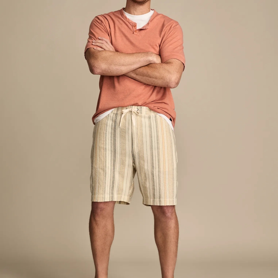 Lucky Brand Big & Tall 7 Inch Striped Pull On Short - Men's Shorts Denim Jean in Natural Stripe, Size 5XL