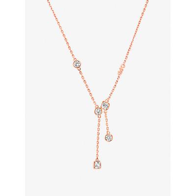 Michael Kors Precious Metal-Plated Sterling Silver Bezel Necklace Rose Gold One Size