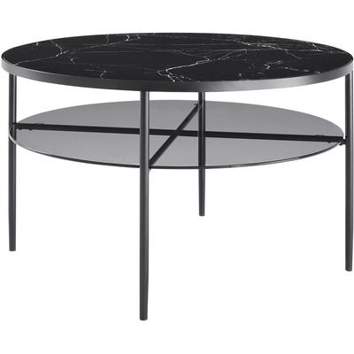 Couchtisch SALESFEVER, schwarz, B:81cm H:45cm T:81cm, Metall, Glas, Tische, Tischplatte in Marmoroptik Image